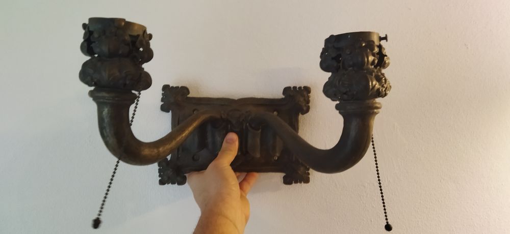 Candeeiro parede antigo latão