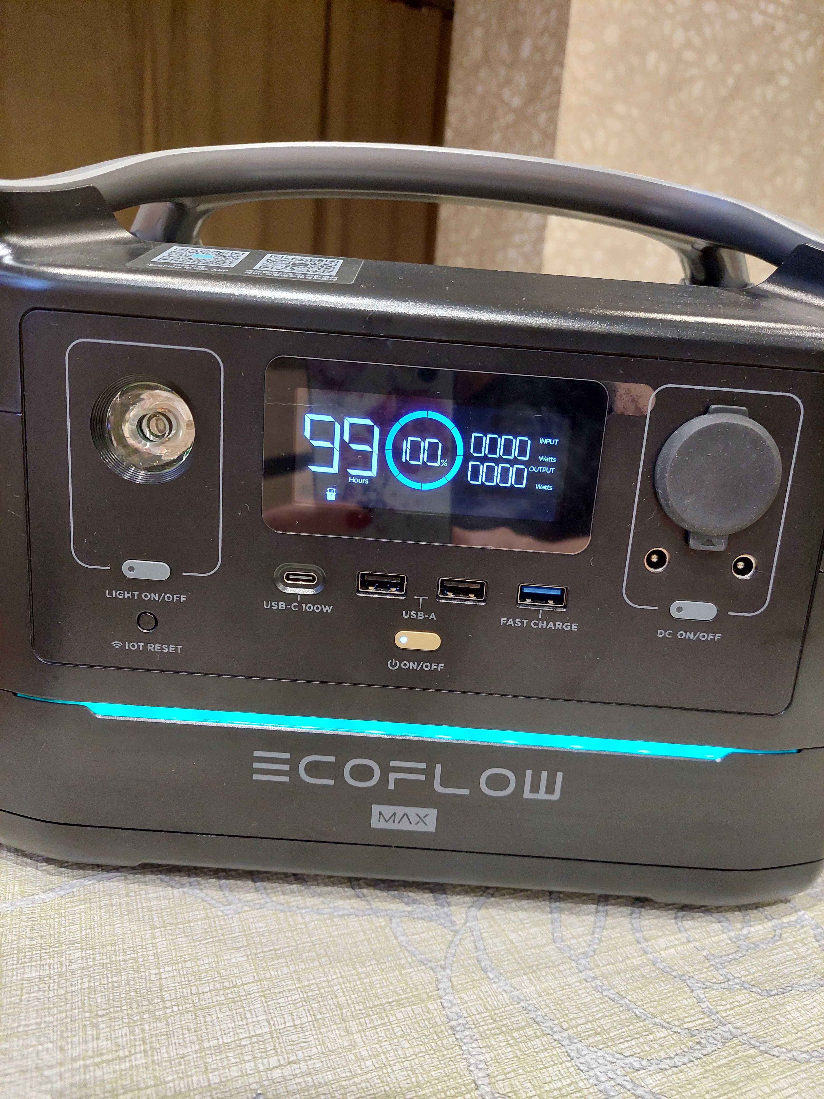 Прода Ecoflow RIVER max: 576 Wh, 600 W (1200 W)