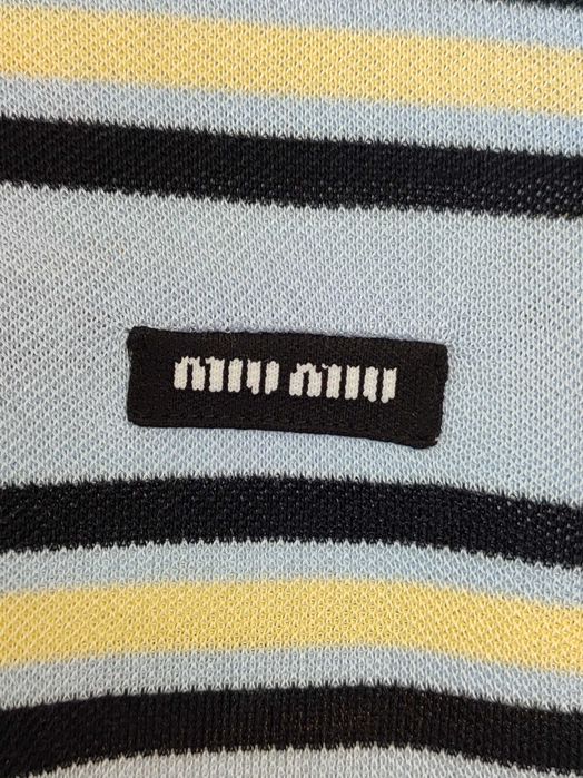 Поло Miu Miu Silk And Cotton Knit Polo Shirt Sky Blue