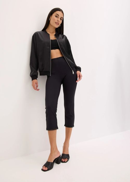 B.P.C legginsy rybaczki 3/4 czarne koronką ^44/46