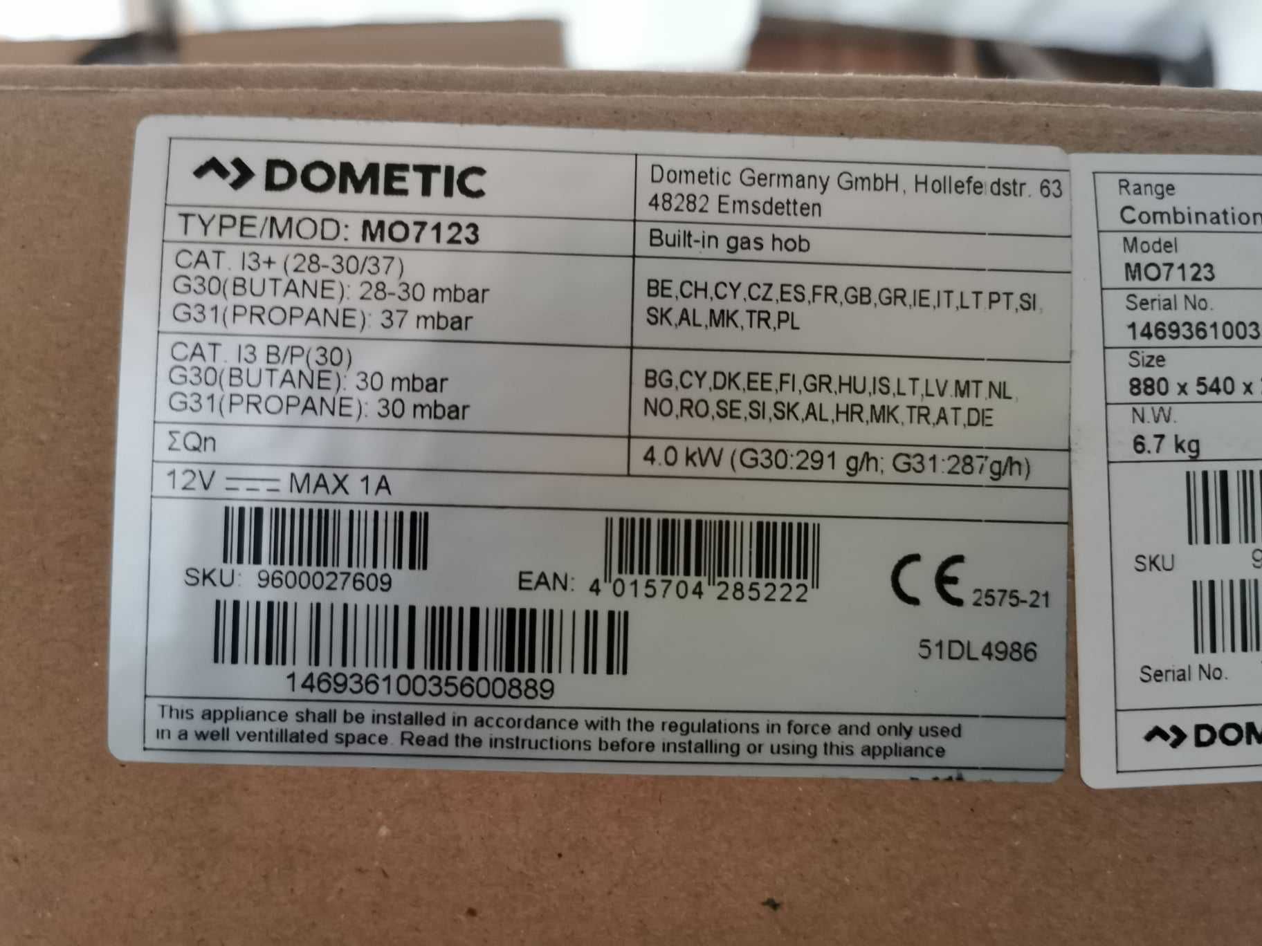 Kuchenka gazowa Dometic z umywalka do przyczepy/Kamper itp.