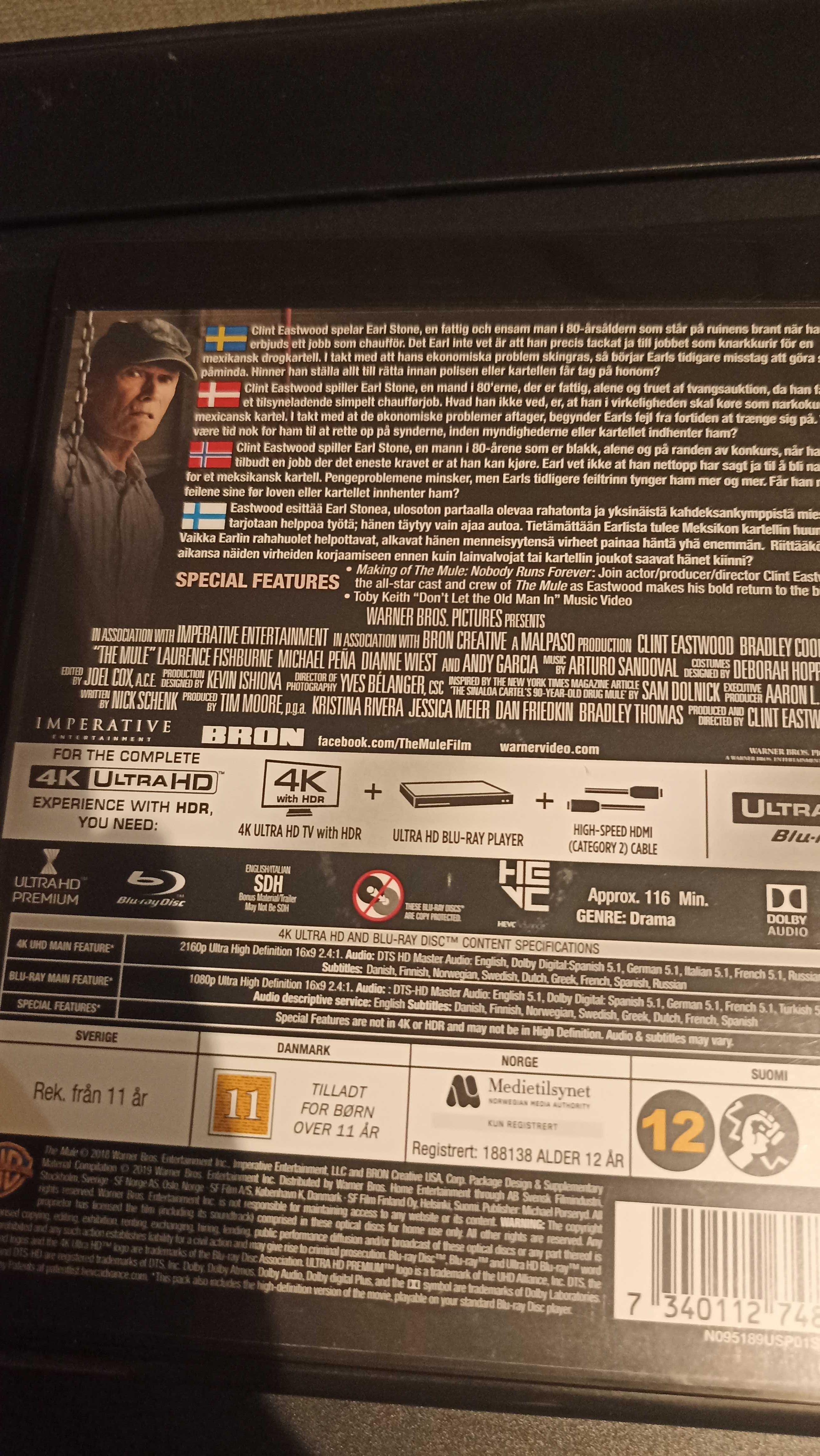 Film blu-Ray 4 k " Przemytnik "