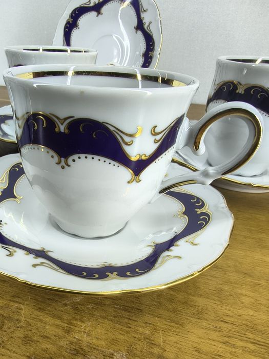 Elegancki zestaw filiżanek ze spodkami – porcelana MZ, Czechy