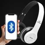 Bezprzewodowe białe słuchawki z radiem FM bluetooth