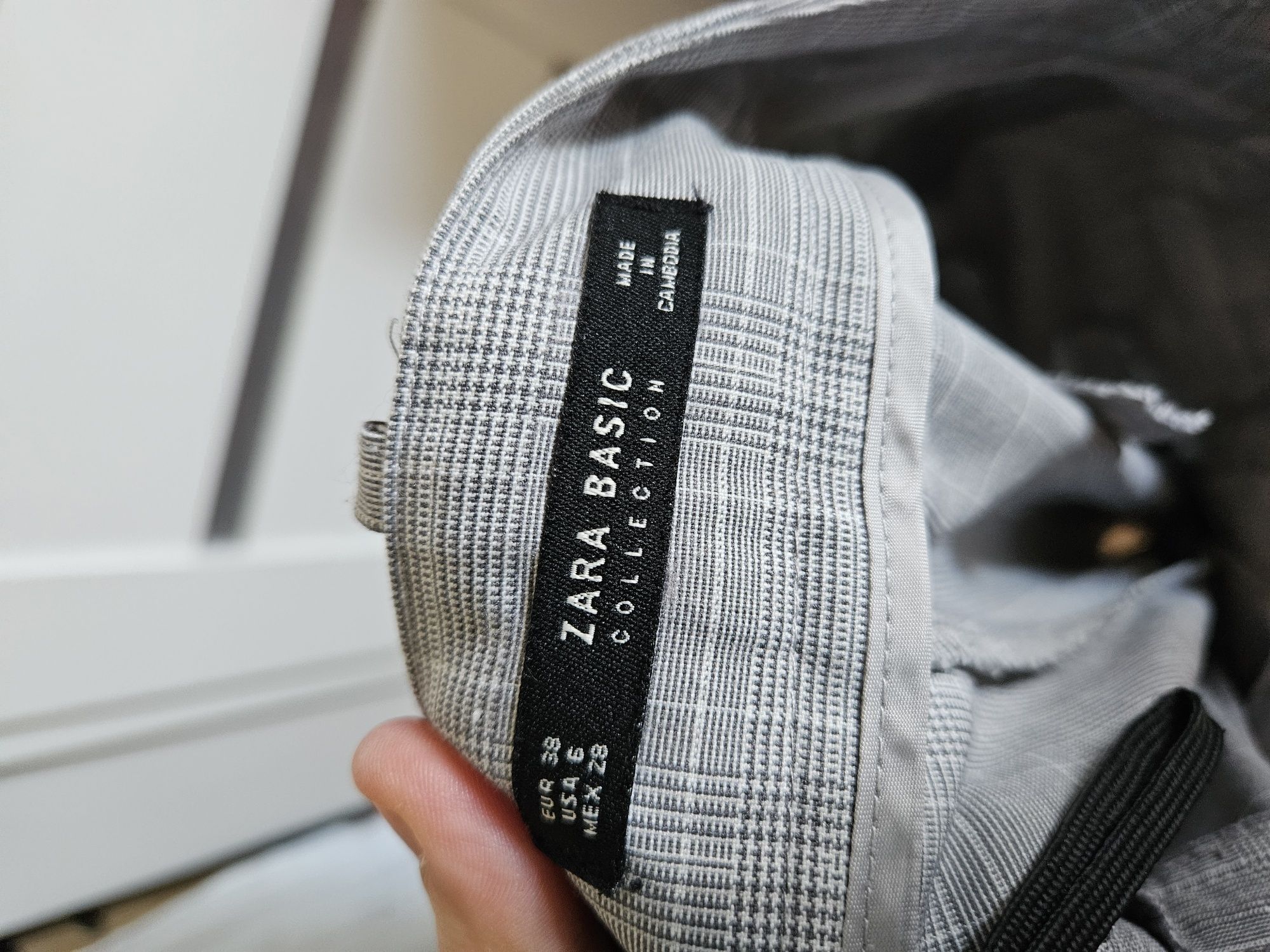 Zara basic spodnie szare kratka r m