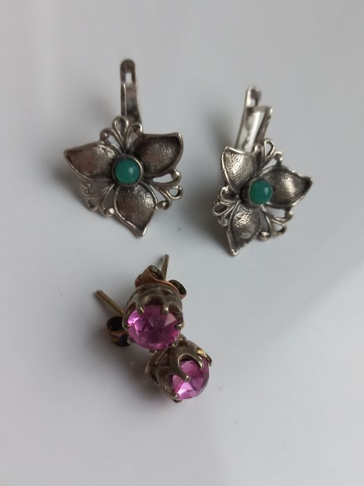 Серьги серебро 875проба звезда