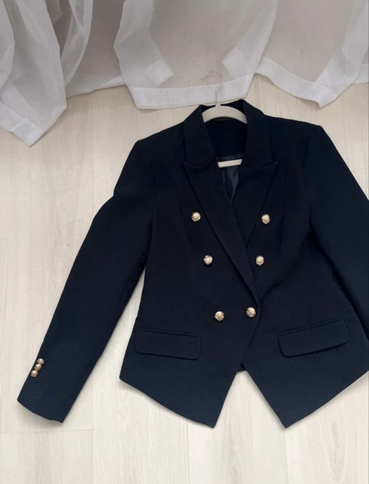 Marynarka damska grantaowa złote guziki