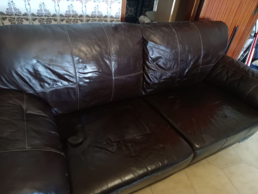 Sofa em Pele cor castanha