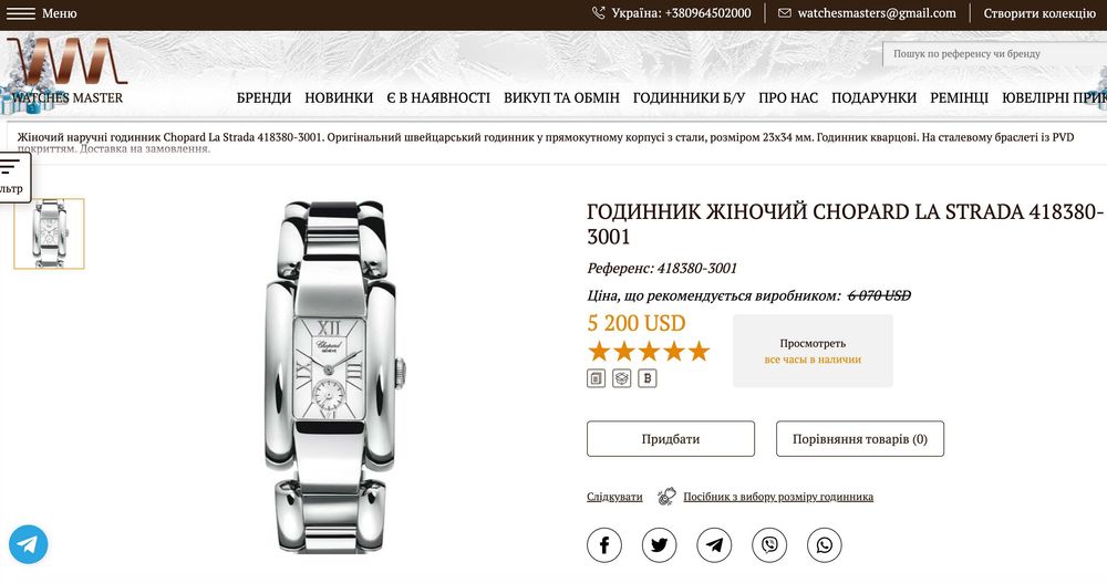 Жіночий годинник Chopard La Strada 8357 Geneve Swiss made