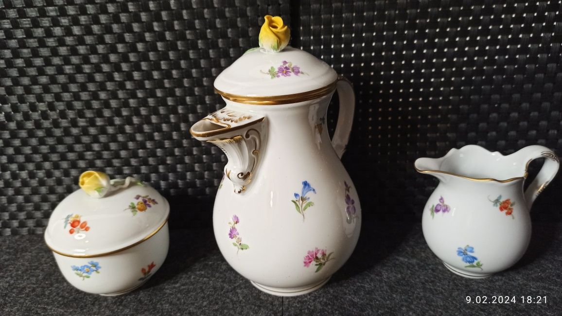 Porcelana MEISSEN Serwis 6 os MOKKA królewska Manufaktura MIŚNIA