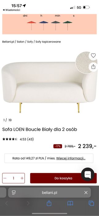 Sofa/ Kanapa biała BELIANI
