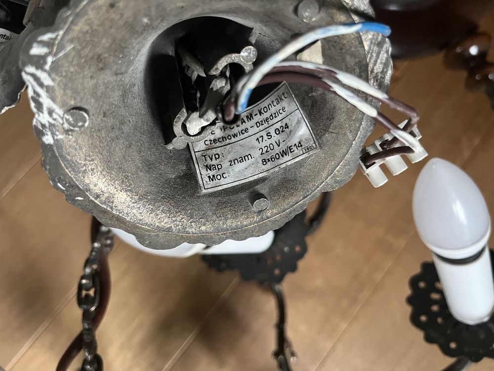 Piękny stylizowany komplet 2 lamp oraz kinkiet z elementami mosiądzu