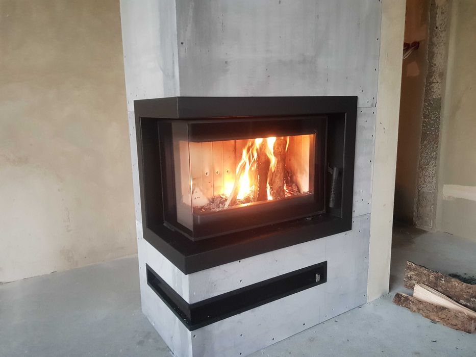 Kominki Kamko - wkład narożny Kratki.pl Simple S BS z zabudową