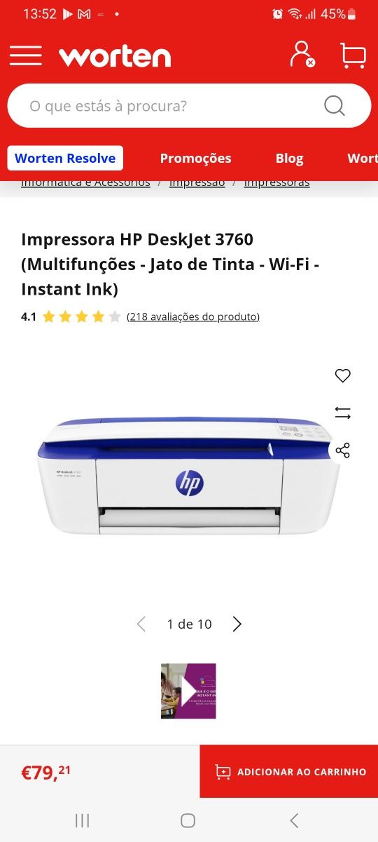 Impressora HP Deskjet 3760 wireless