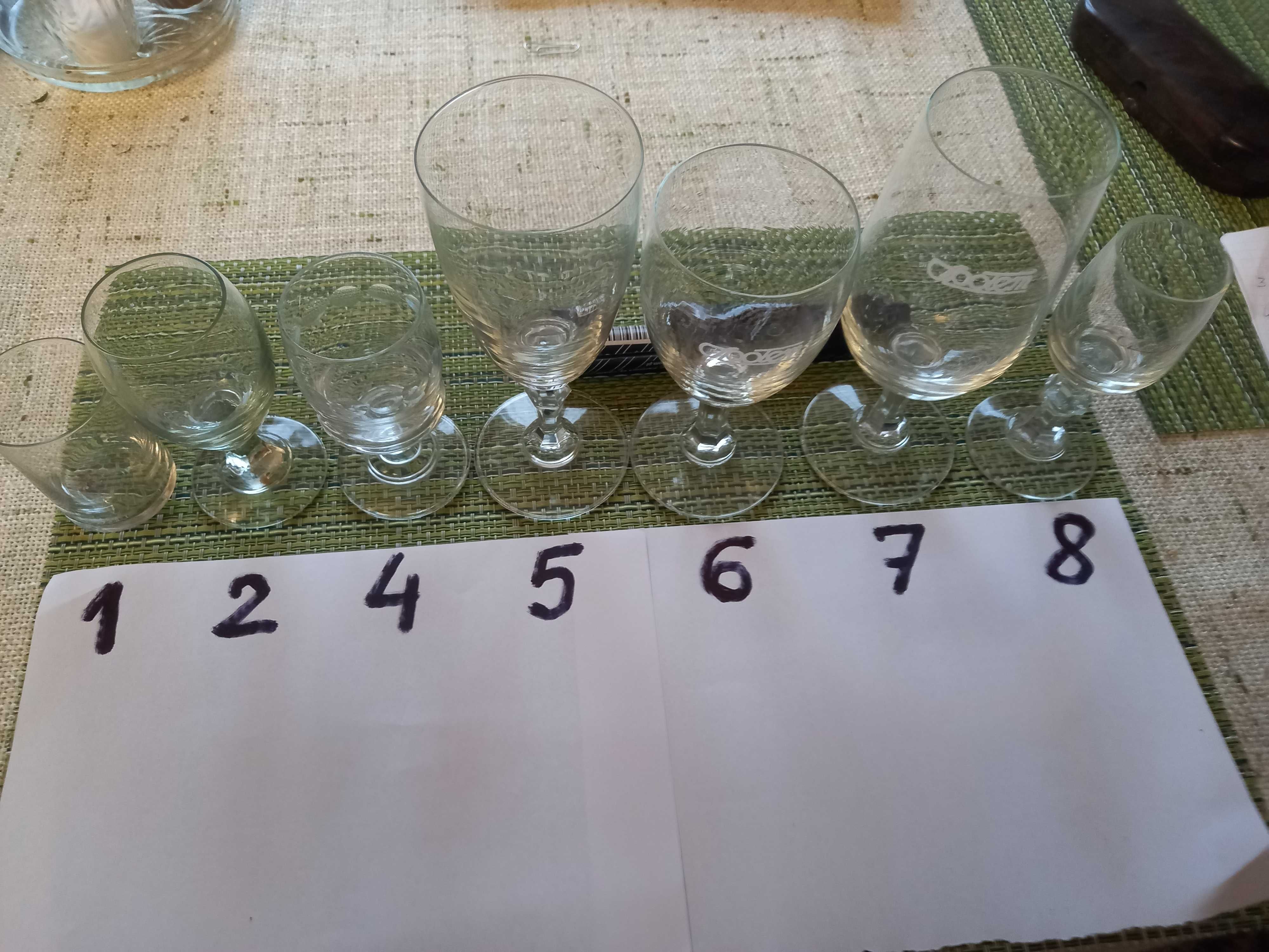 Kieliszki nowe rozne PRL Społem wodka wino szampan koniak i alpaga.