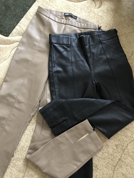 НОВІ! Лосіни, штани шкіряні (екошкіра), zara. Чорні та бежеві