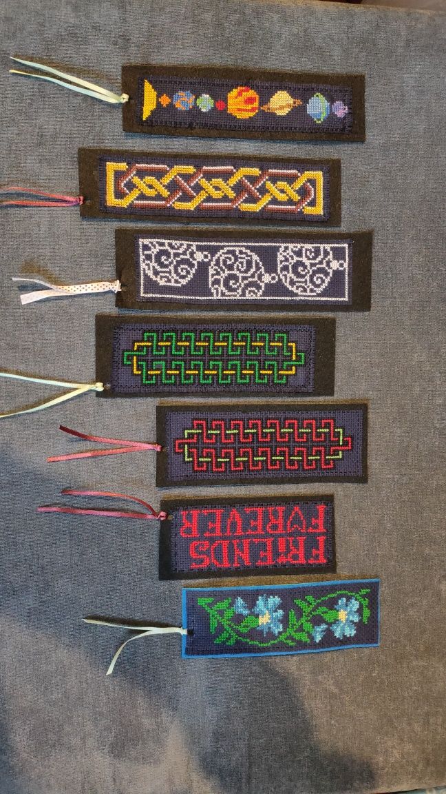 Zakładki haftowane black stitch hand made