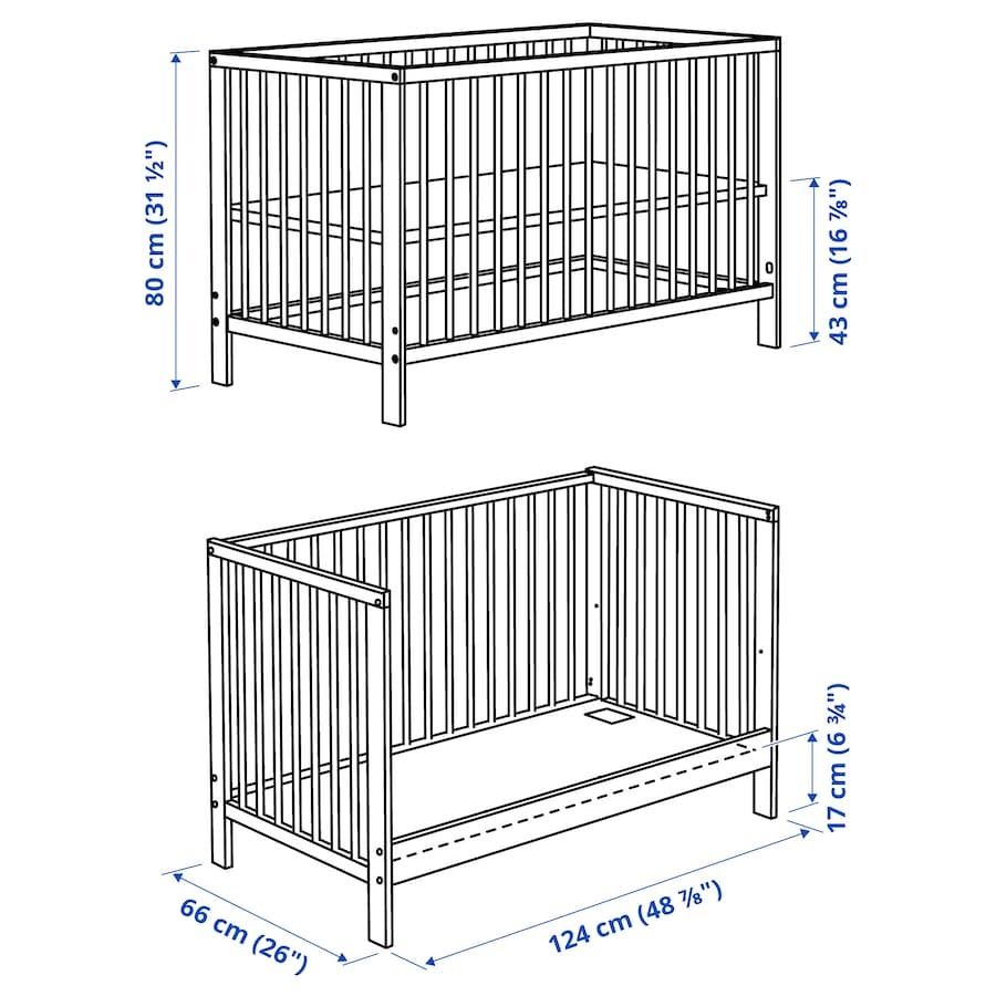 Łóżeczko dla dziecka z regulowanym dnem IKEA 120 x 60 cm