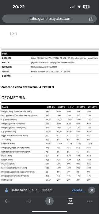 Pilnie sprzedam Rower MTB Giant Talon 0
