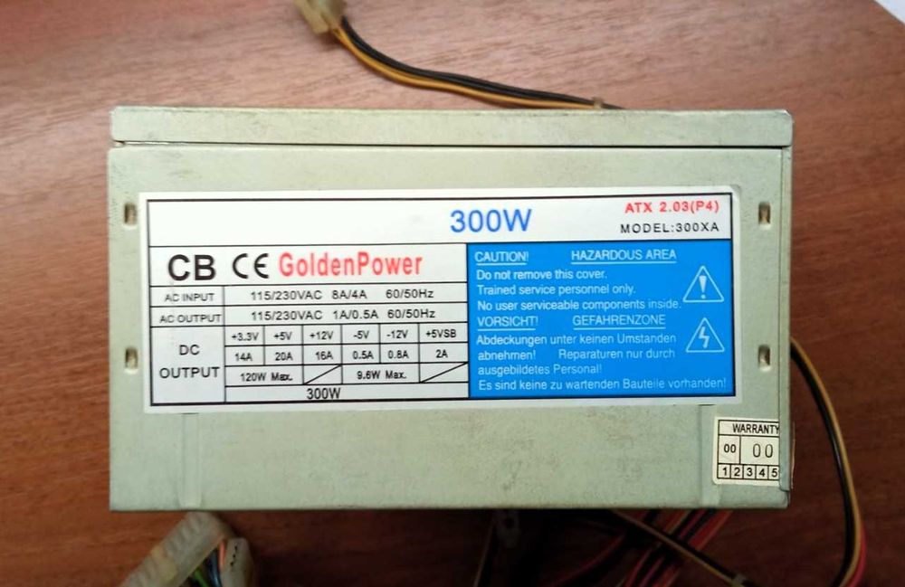 Блоки питания для ПК 300W  80mm 20pin 1x4pin 4xMolex (б/у) (см. фото)