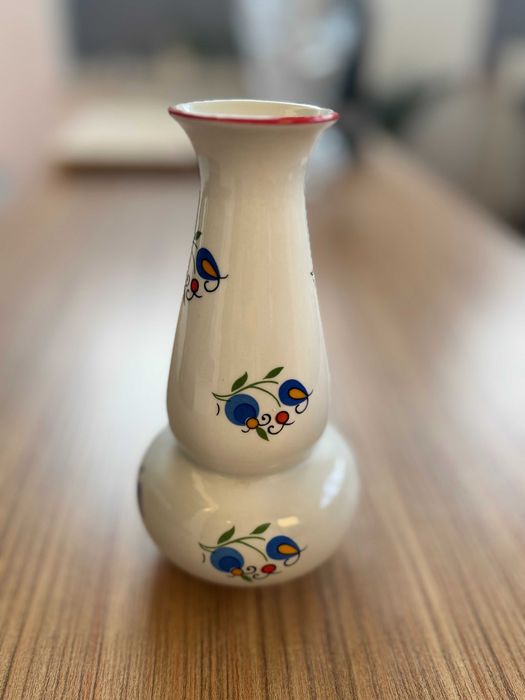 Wazon porcelanowy Lubiana – ręcznie zdobiony,  vintage PRL