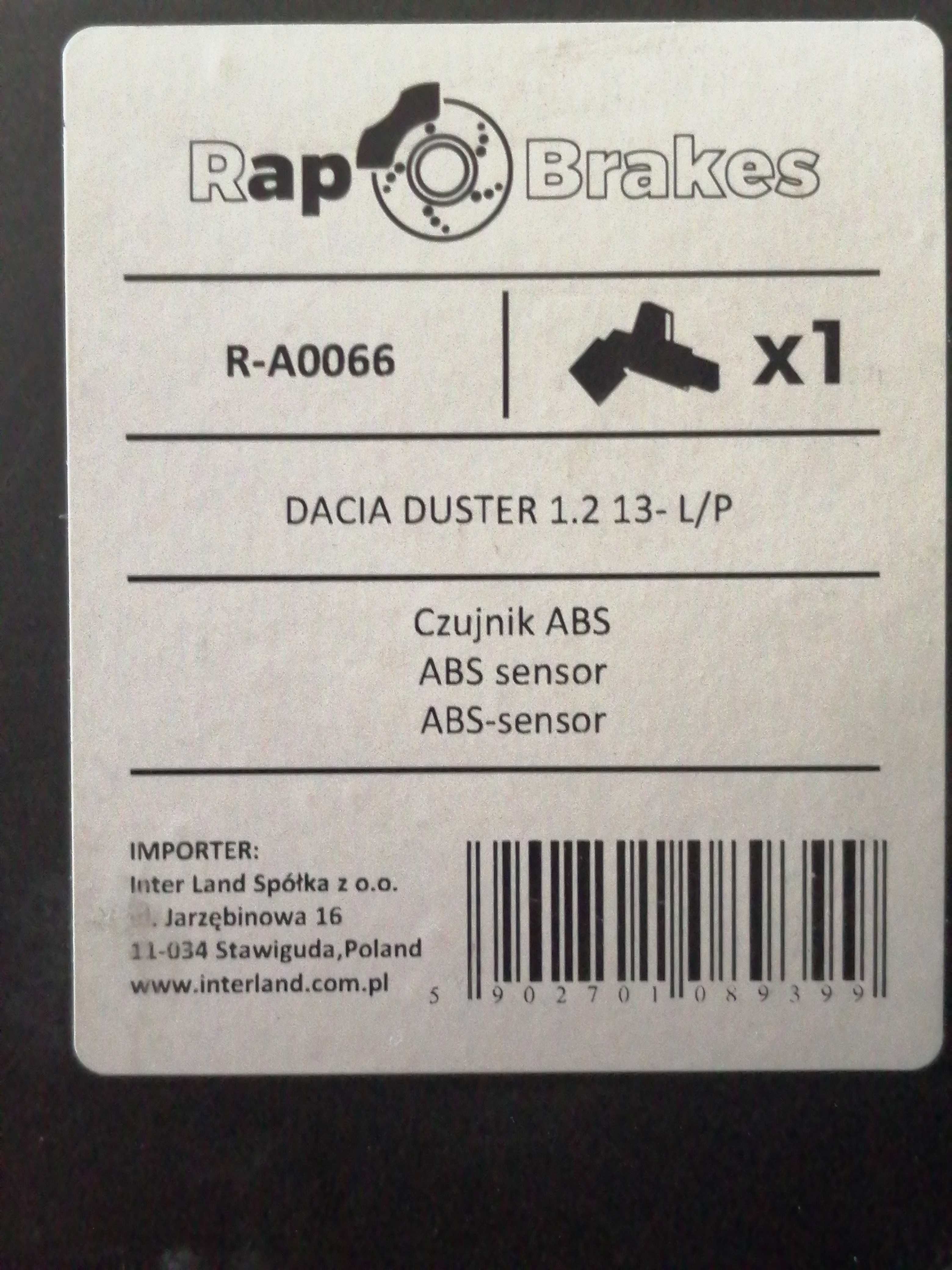 Czujnik abs dacia duster 1,2_1,3 l/p