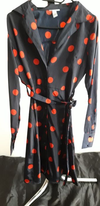 Granatowa sukienka w grochy XS