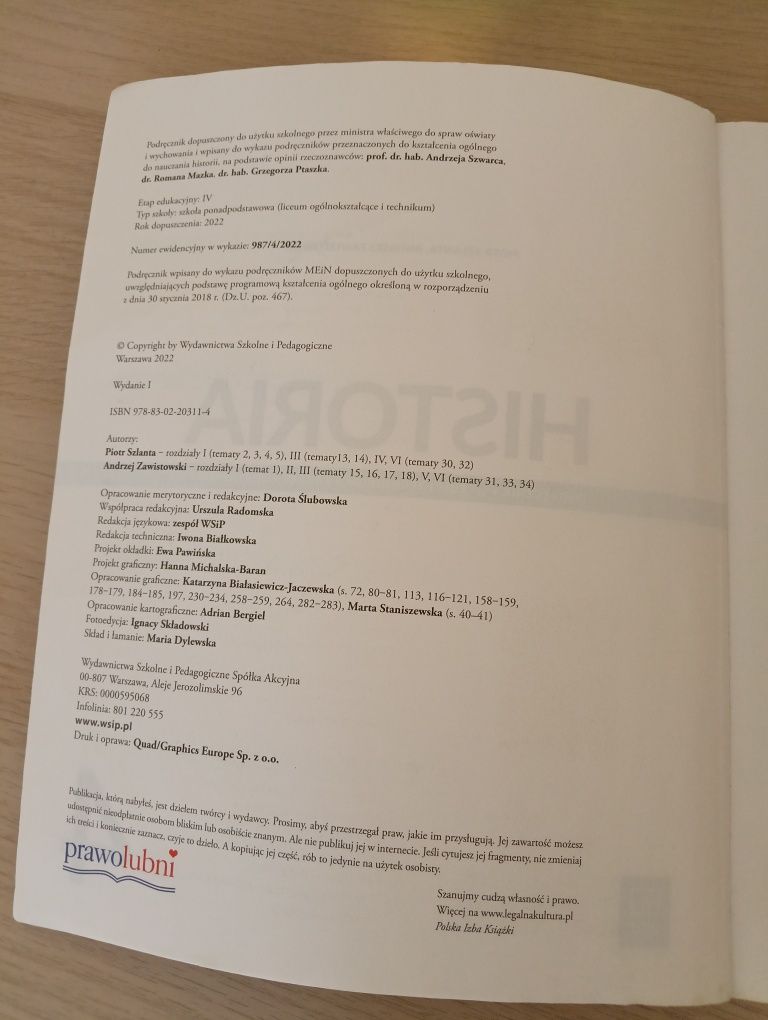 Podręcznik historia 4 dla liceum i technikum WSiP