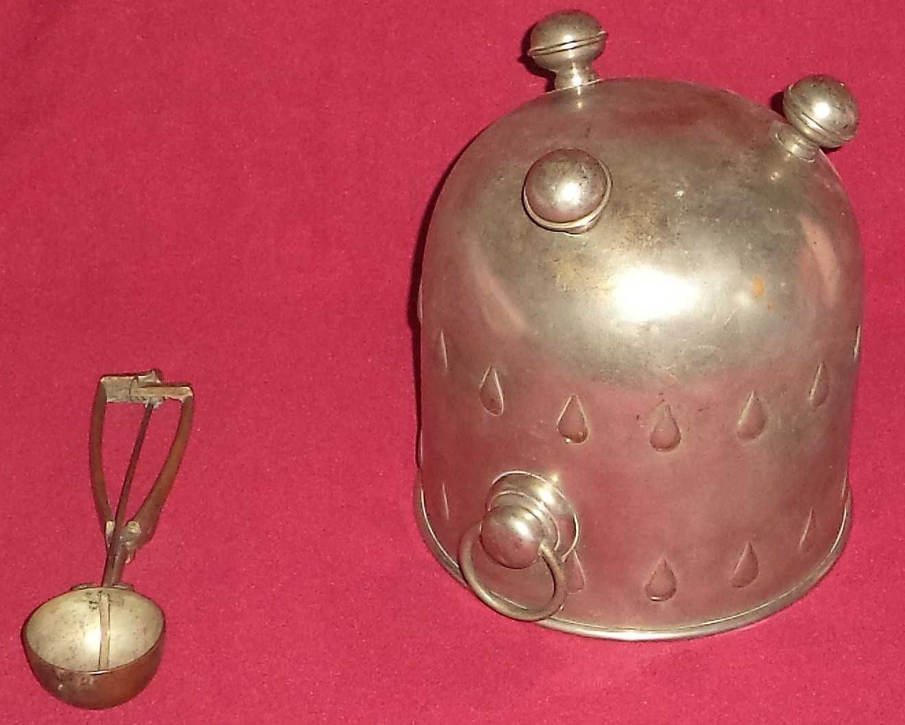 Stara gałkownica łyżka  wiaderko do lodu punca Orzeł - plater antyki