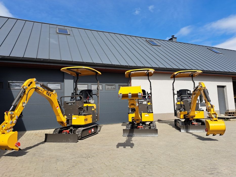 Minikoparka Nex N12,  Yanmar 3TNV70, joystick, Long ramie,2m głębokość