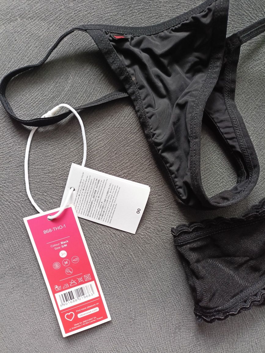 Nowe majtki figi stringi obsessive s/m czarne