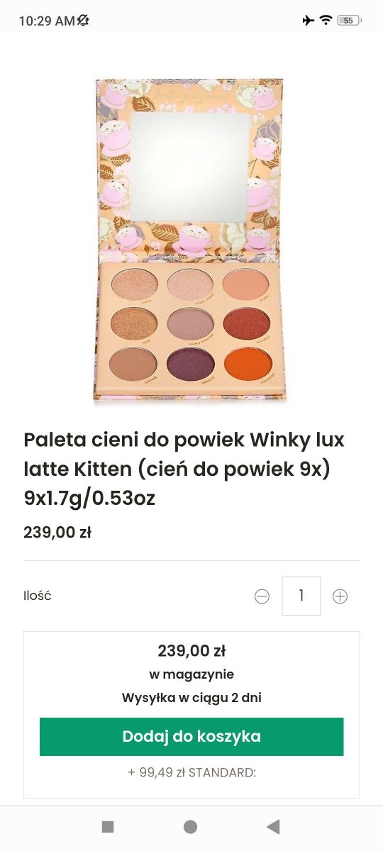 Cienie naturalne, paleta Winky Lux USA - Latte Kitten Palette