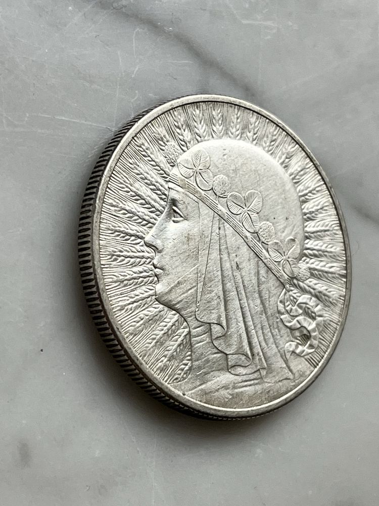10zł 1932r, głowa kobiety. Srebrna moneta w pieknym stanie