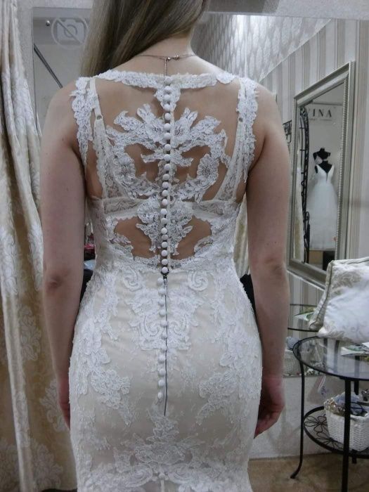 Przepiękna suknia ślubna Vanilla Sposa, kolor ecru, koronka - rozm. 38