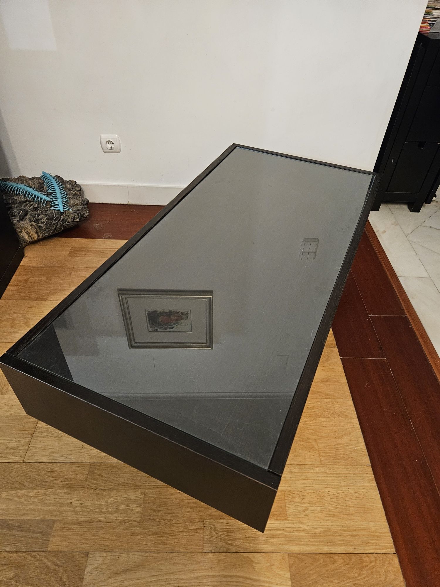 Mesa centro ramvik c/gavetas, preto/castanho ikea