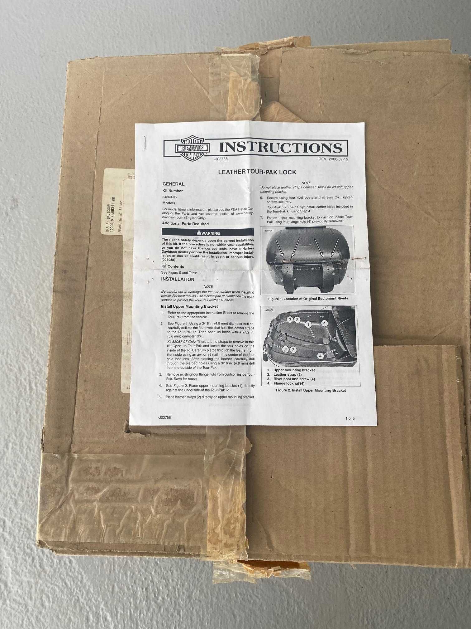 Harley Davidson kit cadeado para tour pack em pele