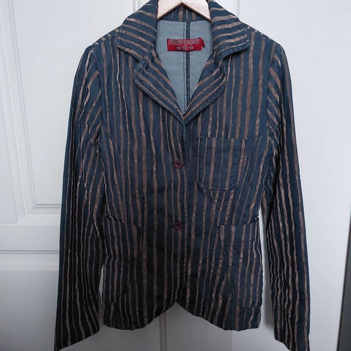 Marynarka, Żakiet jeansowy w paseczki XS