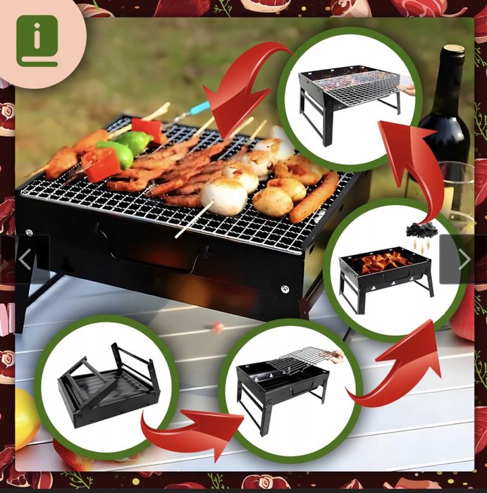 Grill turystyczny balkonowy składany przenośny walizka