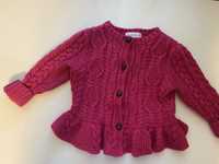 Ralph Lauren sweterek różowy z łatami na łokciach  9M  r.70-74