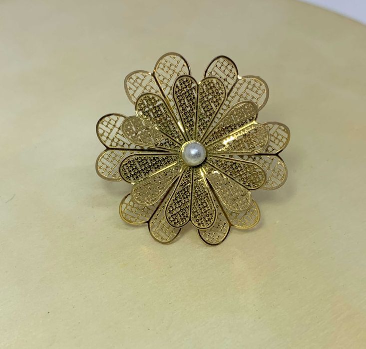 Anel ajustável de flor em aço inoxidável