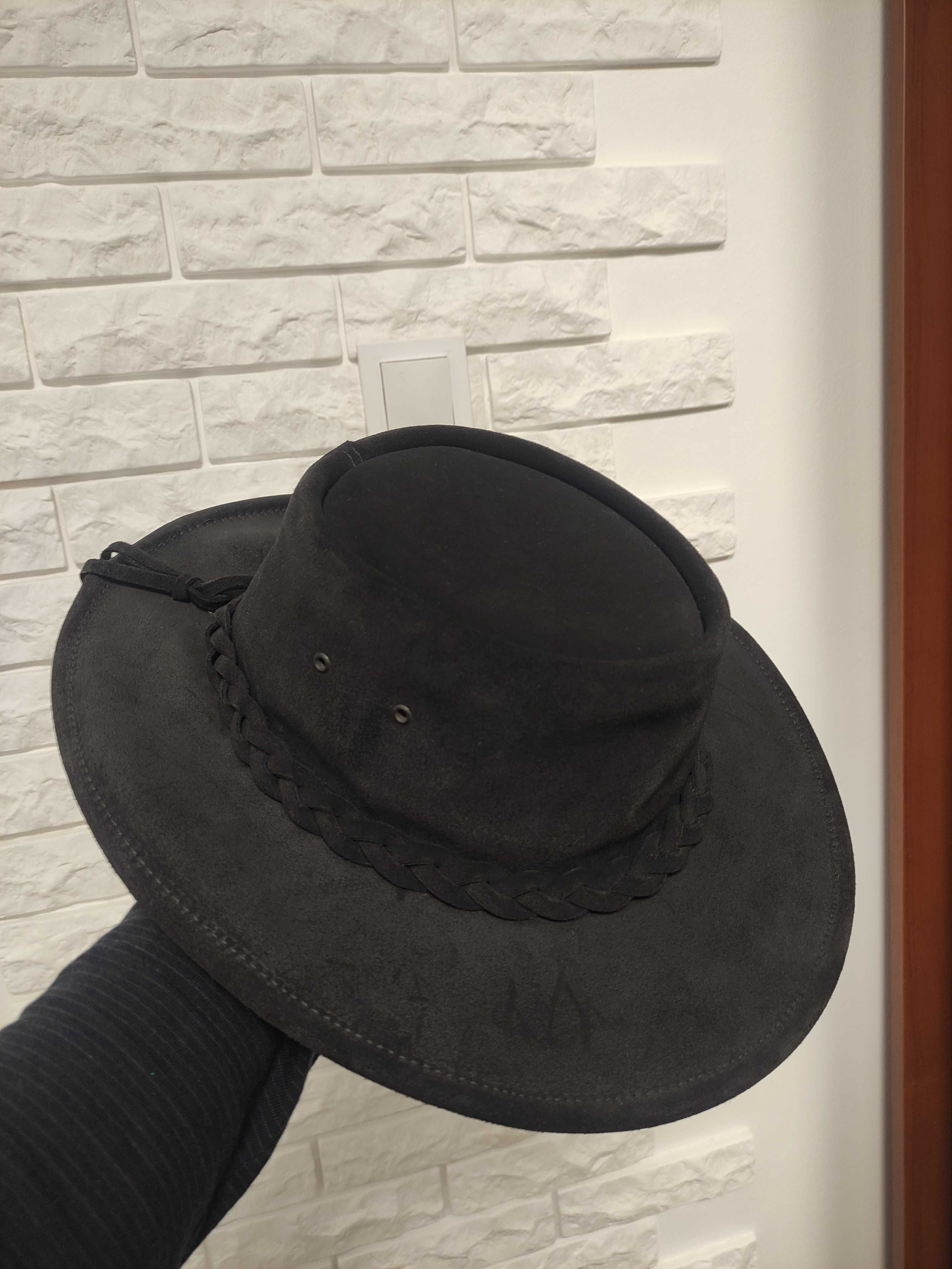 Egan р. M шкіряний замшевий чорний капелюх ковбойський кожаная шляпа