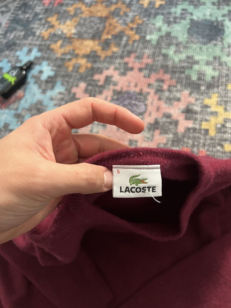 Wełniany Sweter Lacoste WoolMark 100% Z Dzaniny