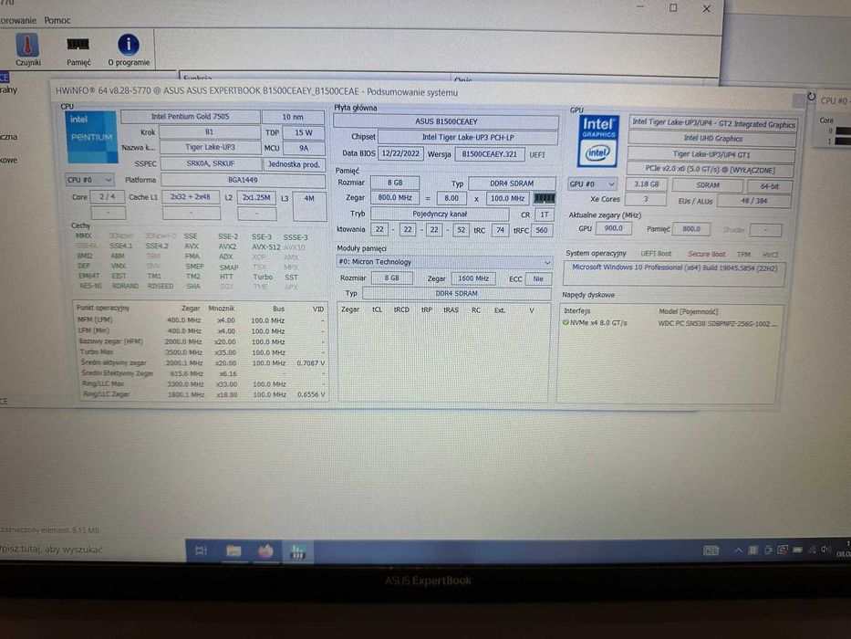 Asus ExpertBook B1500C – Super laptop z gwarancją - Mega okazja!