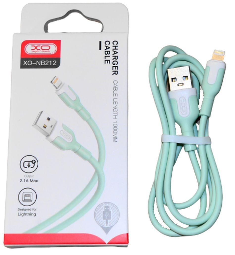 XO kabel NB212 USB - lightning 1,0 m 2,1A seledynowy