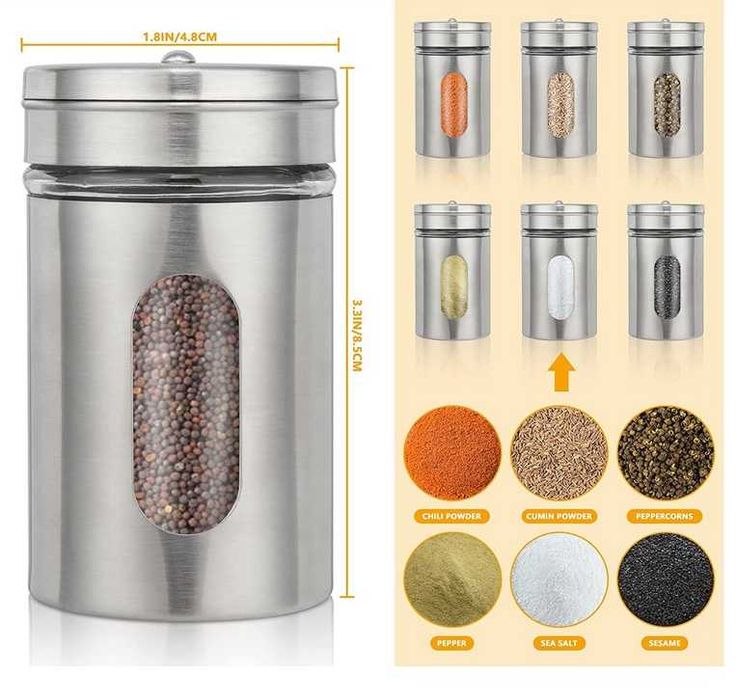 Zestaw słoiczków na przyprawy 12 SZT SZKŁO + STAL NIERDZEWNA