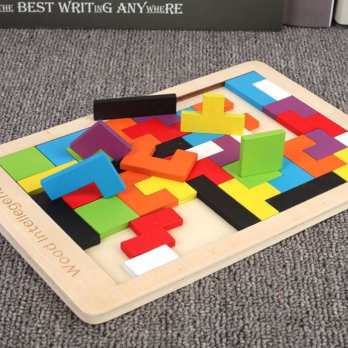 Drewniane Puzzle 3D Montessori Układanka Tetris