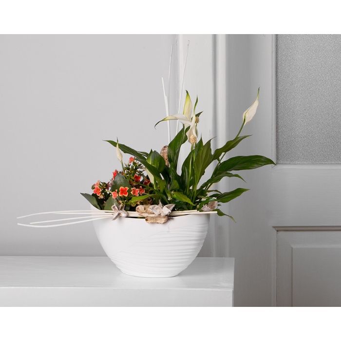 Osłonka na kwiaty elegancka 30x12x14 biala