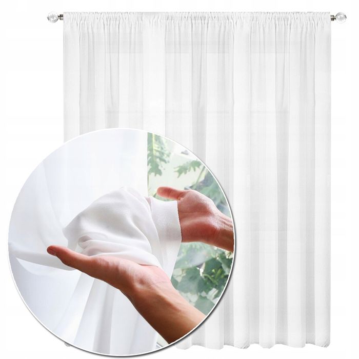 Firana Gotowa Do Salonu 500X250 Woal Żabki Biała