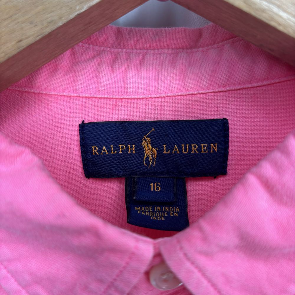 różowa neonowa koszula z długim rękawem Ralph Lauren haft logo