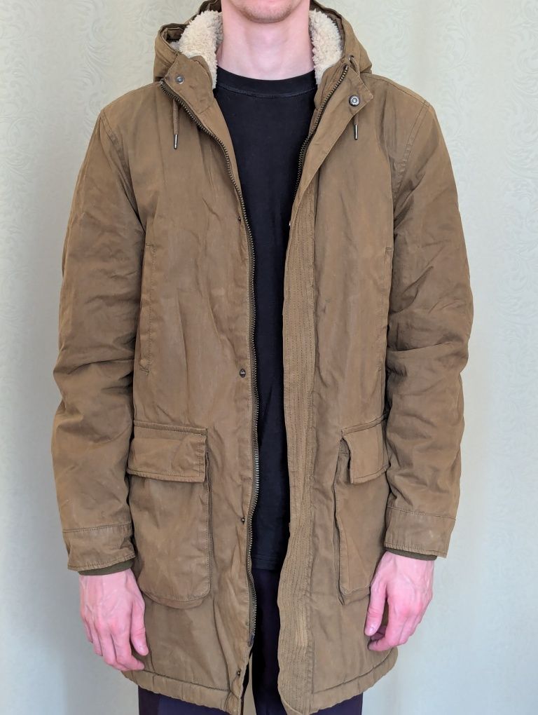 Мужская парка TopMan цвета хаки с мехом